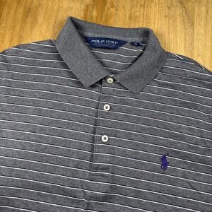 Polo Golf Ralph Lauren Short Sleeve Polo Shirt Mens M Gray/Purple Striped Casual